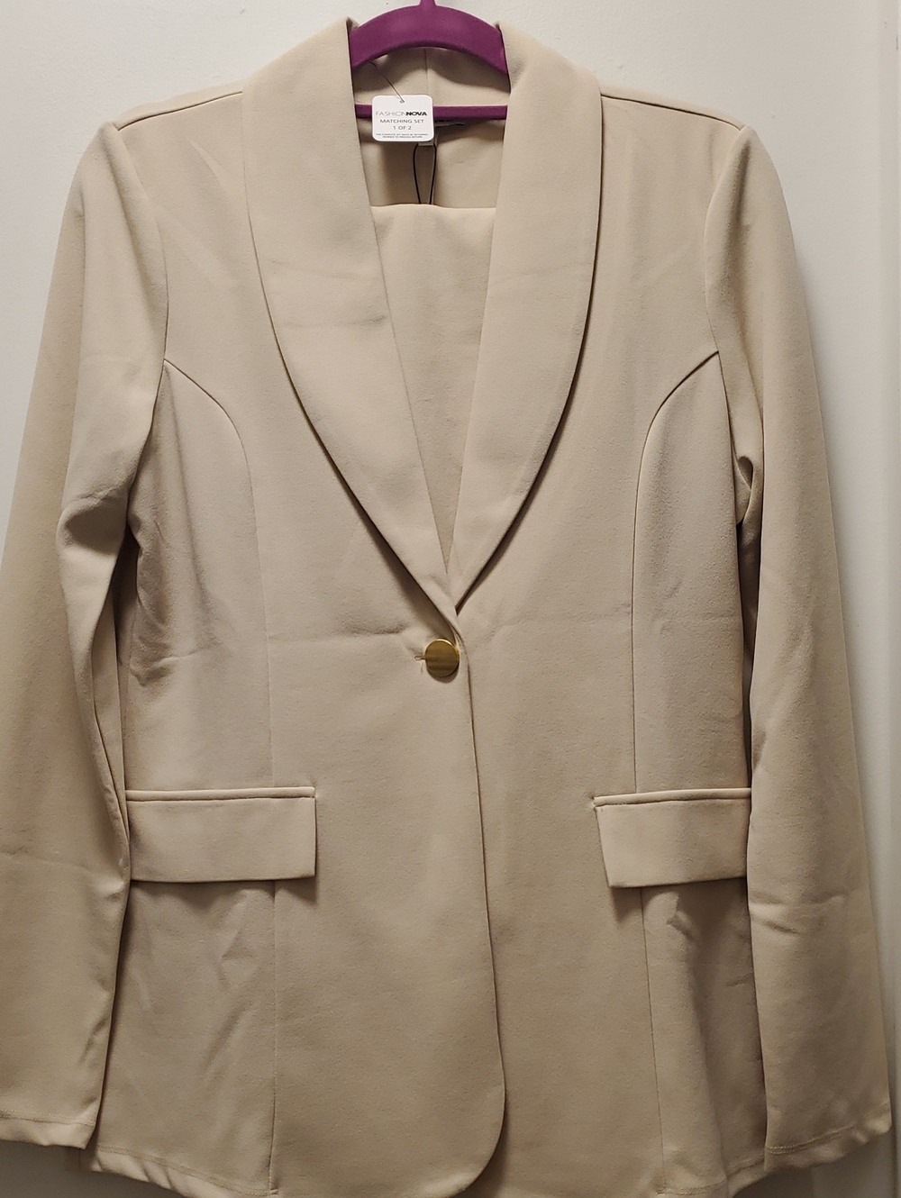 Fashion Nova Women's Single-Button Shawl Collar Blazer - Beige